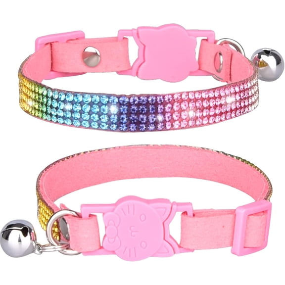 1 Pack Pet Collar, Rhinestone Cat Collar with Bell Breakaway Adjustable Safety Buckle for Cat Kitten Dog