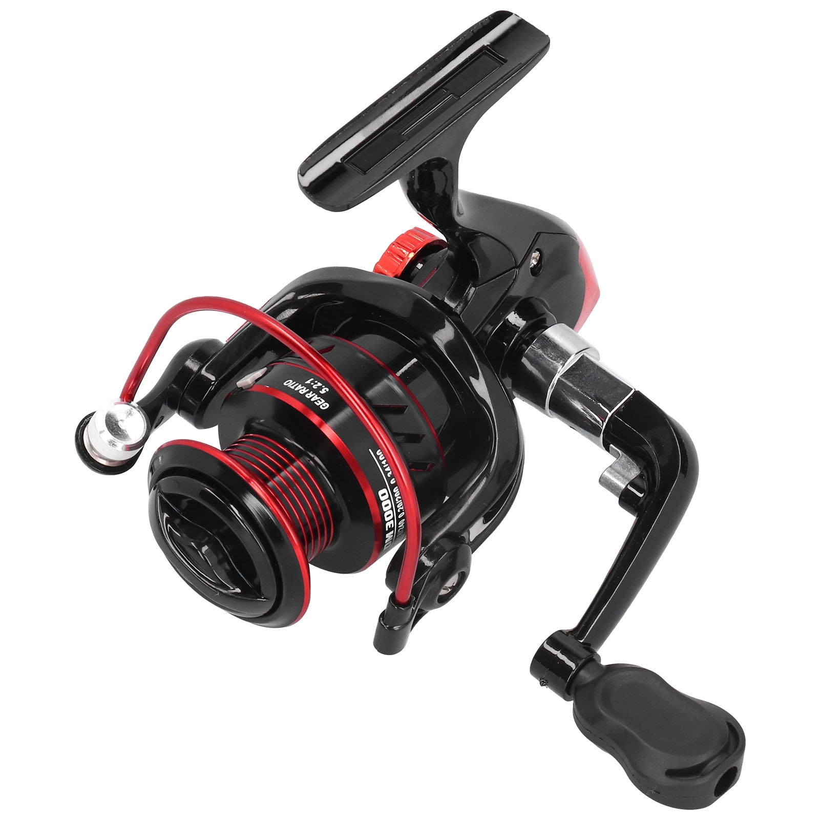 Spinning Fishing Reel with Metal Spool Black Red
