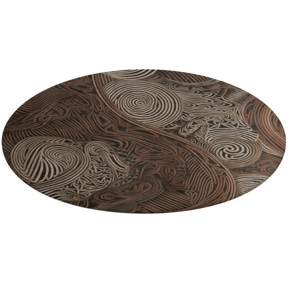 Wood Grain Particles Soft Bedroom Round Area Rug, Washable Cute Nursery Circle Throw Mat, Non-Slip Contemporary Small Low Pile Floor Carpet for Dorm Bedside