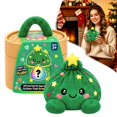 thumbnail image 2 of Christmas Tree Dumpling Plush Toy, Dark Green Stuffed Bao with Stars and Holly, Holiday Collectible Plush with Bamboo Steamer Box, 2 of 7