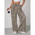 thumbnail image 4 of Women'S Wide Leg Pants with Pockets, Casual Trousers Sweatpants Leopard XXL, 4 of 6