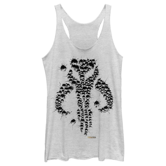 Women's Star Wars: The Mandalorian Mythosaur Bullet Hole  Racerback Tank Top White Heather Large