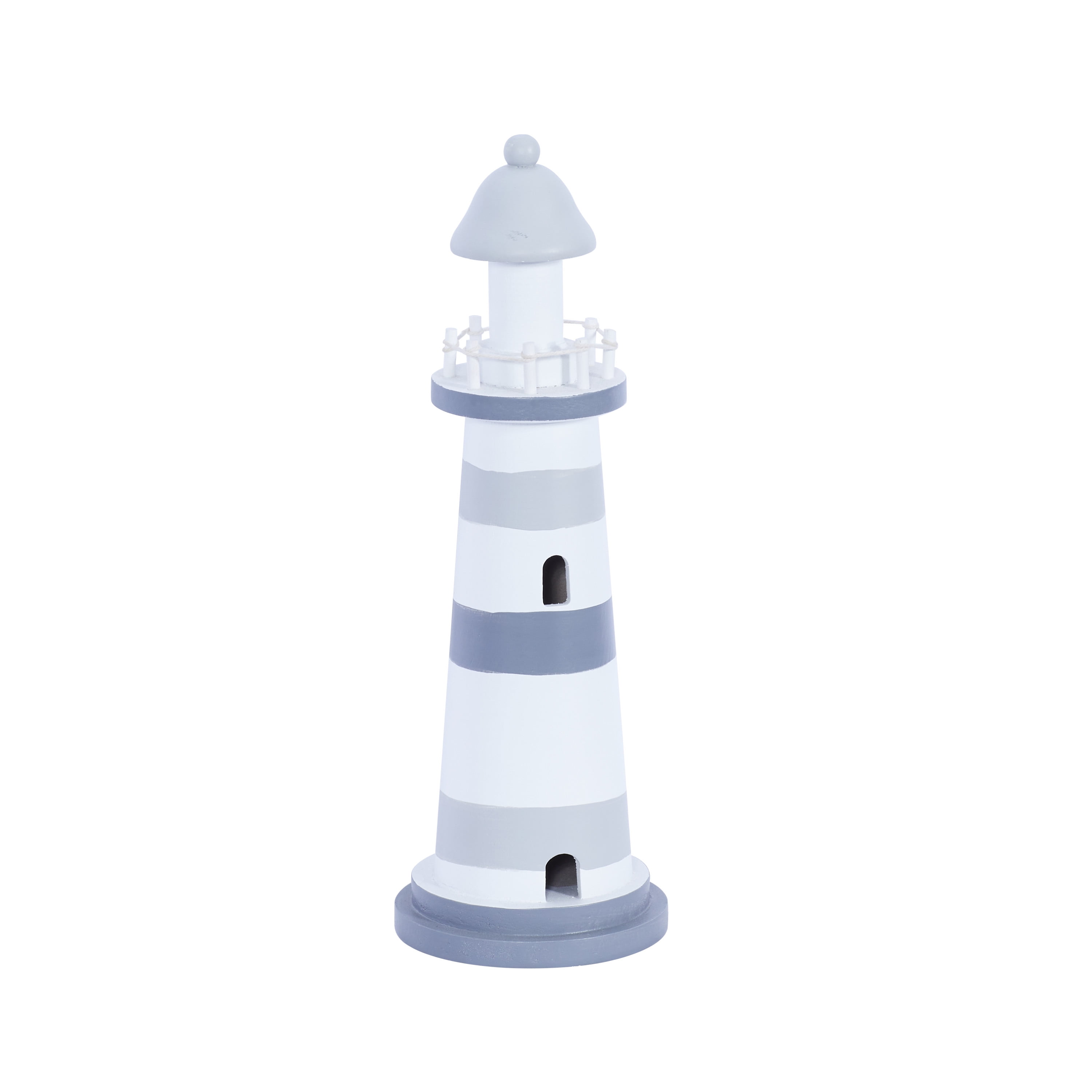 4" x 13" Gray Wood Light House Sculpture, by DecMode