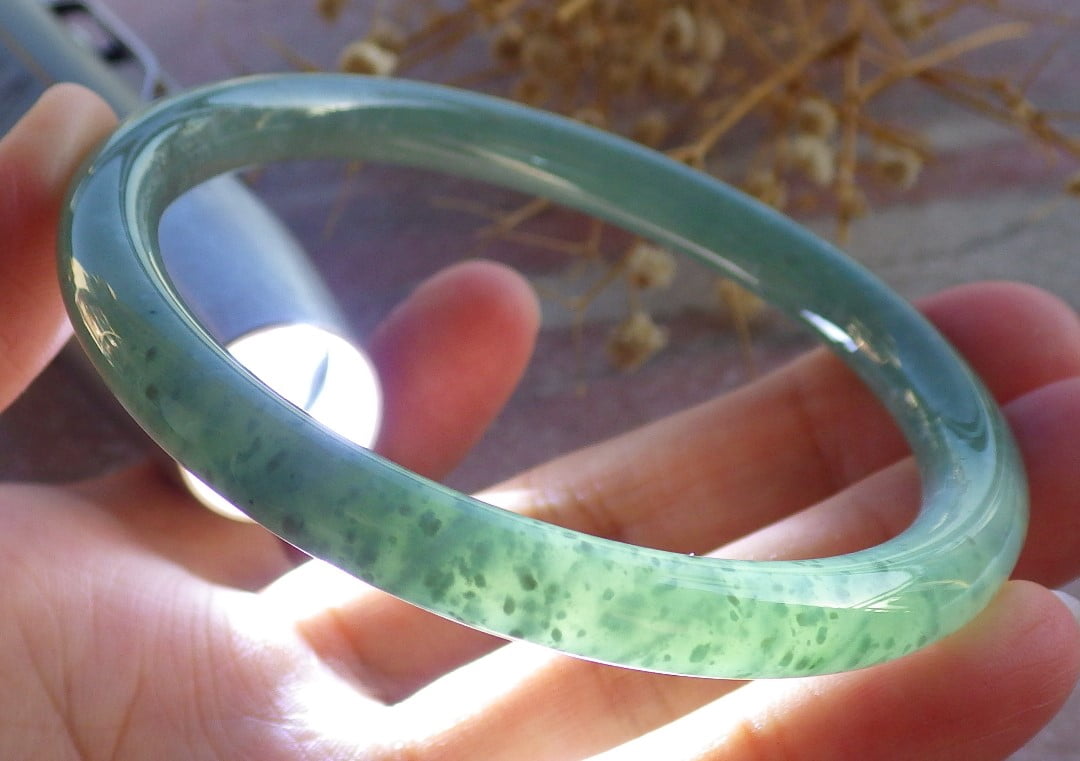 Icy Green Natural A JADE Jadeite Circle Bangle Bracelet 58 mm 685151 TN