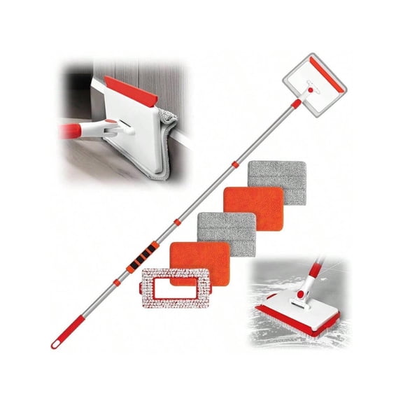 Baseboard Cleaner with Handle & Pads，56 Inch Scrubber Mop for Floorboard Ceiling Window - Yellow - Perfect Gift For2026