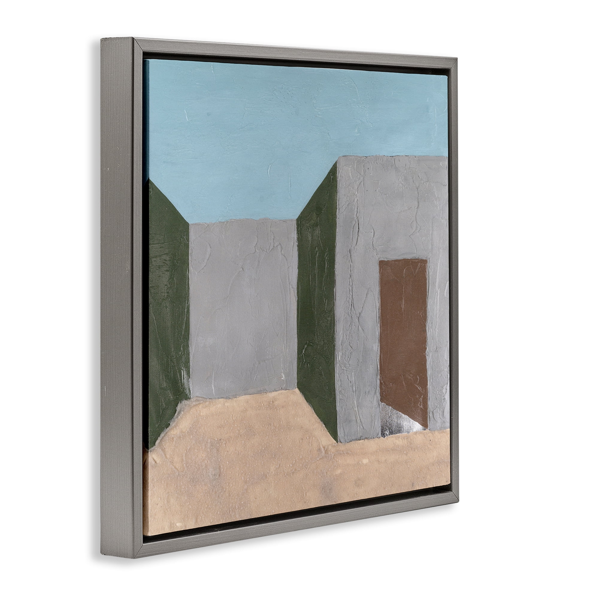 Stupell Industries Grey Rustic Building Buildings & Architecture Painting Gray Floater Framed Canvas Art Print Wall Art, 18 x 18