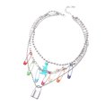 thumbnail image 4 of 1Pc Collier de Perles Rondes à la Mode Coloré Pin Clavicule Chaîne Bijoux Décor, 4 of 8