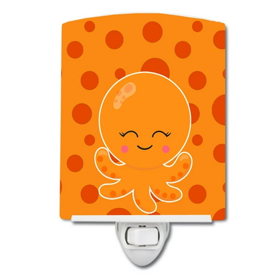 Caroline's Treasures BB8795CNL Precious Ocean Octopus Orange Ceramic Night Light, 6x4x3", multicolor