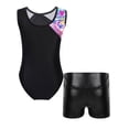 thumbnail image 2 of Hansber Kids Girls Sleeveless Stylish Print Color Block Stretch Bodysuit Dance Unitards with Shiny Colorful Heart 12, 2 of 5