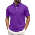 thumbnail image 2 of Mens Fashion Polo Shirts Cotton Classic Short Sleeve Thermal Button Shirt with Pocket Purple 3XL, 2 of 5