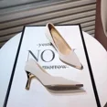 thumbnail image 3 of Tacones altos de mujer de estilo francés de moda Nueva colección de otoño 2024 Zapatos de tacón bajo con punta de metal para uso diario profesional, 3 of 4