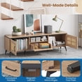 thumbnail image 6 of Mid Century Modern TV Stand for TVs up to 65 Inch, Entertainment Center Media Console Table with 2 Rattan Door and Drawer,Oak, 6 of 9
