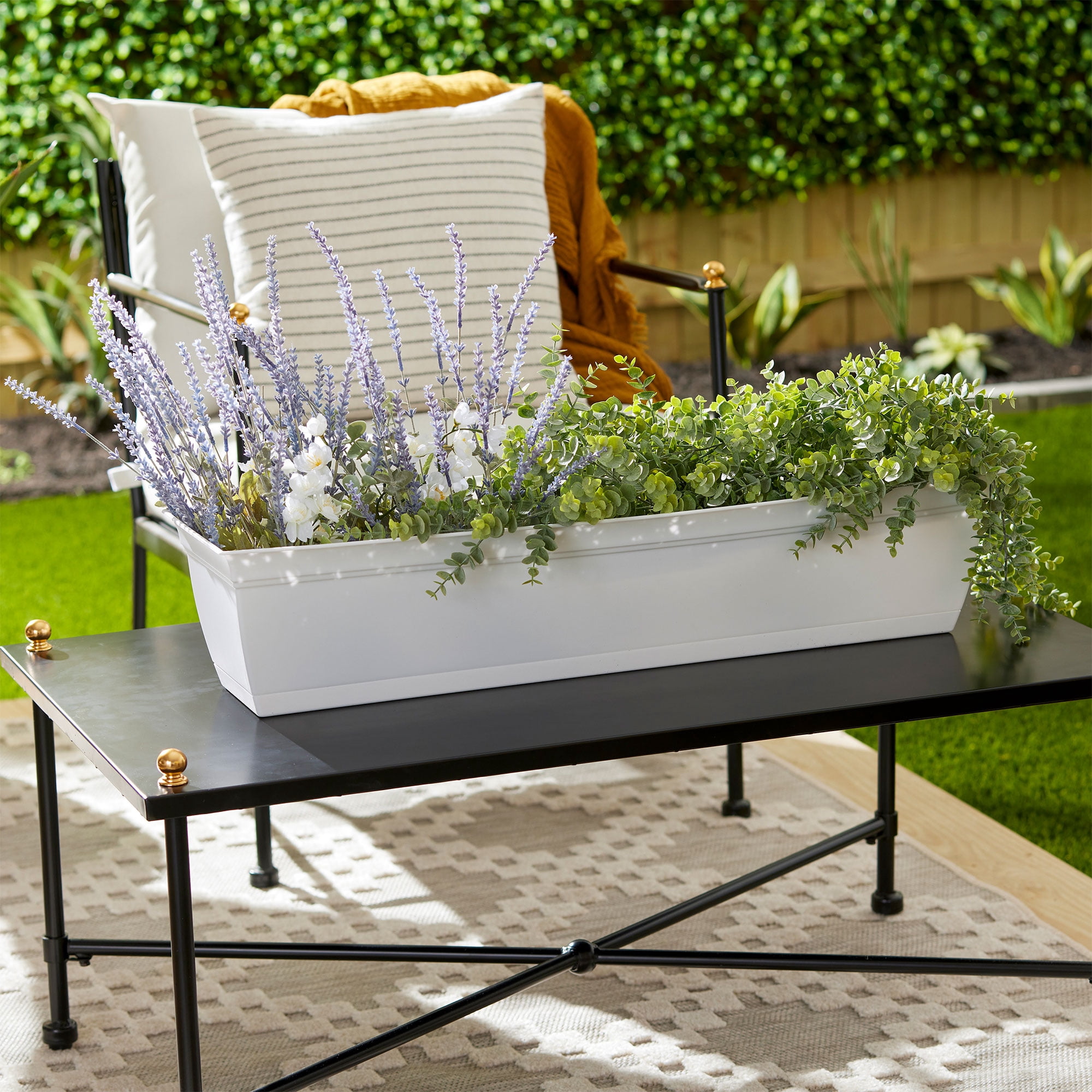 The HC Companies Window Flower Box with Removable Saucer, White (2 Pack)