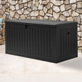 thumbnail image 2 of Dextrus 150 Gallon Large Deck Box,Spacious and Versatile Waterproof Outdoor Storage Box for Patio Furniture Cushions, Garden Tools, and Pool Toys, Black, 2 of 9