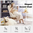 thumbnail image 4 of Wubio Accent Chair, Modern Boucle Vanity Chair with High Back and Wood-Tone Metal Legs, Sherpa Chair for Living Room, Home Office, Ivory, 4 of 10