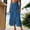 Blue, variant on Womens Elastic High Waist Tiered Ruffle Midi Skirt Front Split Button Down Solid Boho Long Skirt for Summer Casual Wear White M(M)