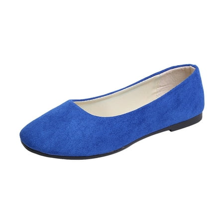 

ZTTD Women Girls Solid Big Size Slip On Flat Shallow Comfort Casual Single Shoes Blue