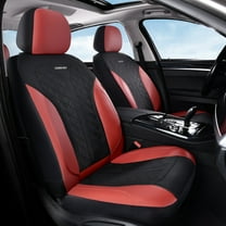 Coverado Front Car Seat Covers, 2 Seats Luxury Faux Leather Seat Protectors, Universal Fit for Most Cars, Black&Red