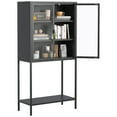 thumbnail image 6 of Black Metal Storage Cabinet 59"H, Heavy-Duty Sideboard with Glass Doors, Adjustable Shelves, Modern Style for Home Office, Living Room, 6 of 15
