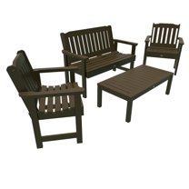 Highwood 4pc Lehigh Conversation Set - 4ft Bench, Two Garden Chairs and Conversation Table, Outdoor, Eco-friendly, Synthetic Wood