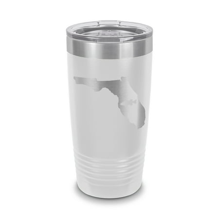 

Florida Bass Tumbler 20 oz - Laser Engraved w/ Clear Lid - Stainless Steel - Vacuum Insulated - Double Walled - Travel Mug - state shaped largemouth sport fishing fish fl - White