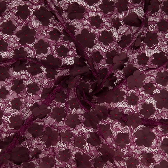 Zelouf Annabelle 3D Flowers On Lace , Sewing, DIY, Crafts Fabric by the Yard, , 3 Yard