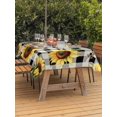thumbnail image 2 of Outdoor Table Cloth with Umbrella Hole and Zipper, Summer Sunflowers Waterproof Rectangle Tablecloth 54"x80", Pastoral Black Plaid Farmhouse Washable Table Cover for Outside Party Patio Picnic, 2 of 7