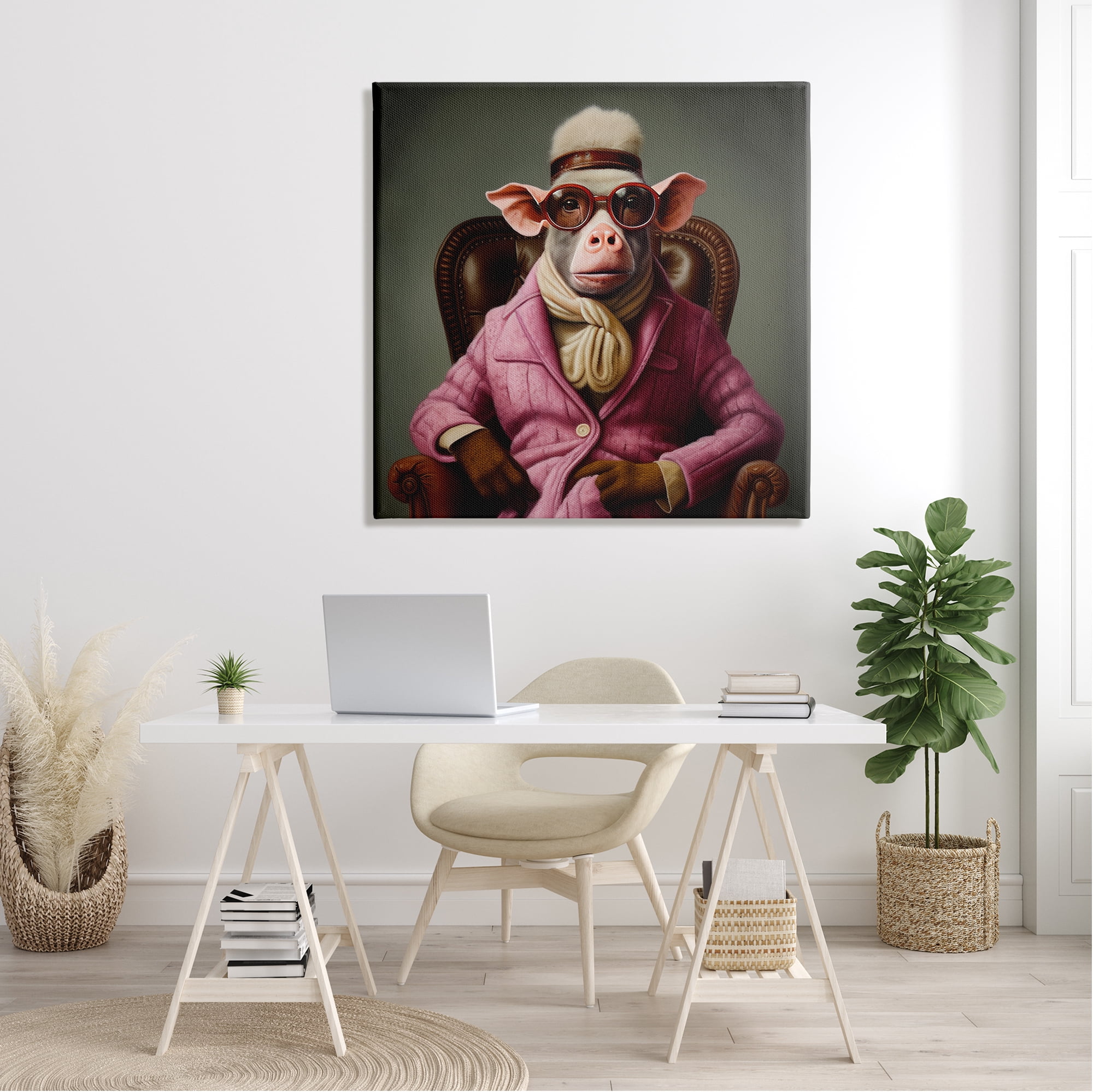 Stupell Industries Snazzy Animal Fashion Animals & Insects Painting Gallery Wrapped Canvas Art Print Wall Art, 36 x 36