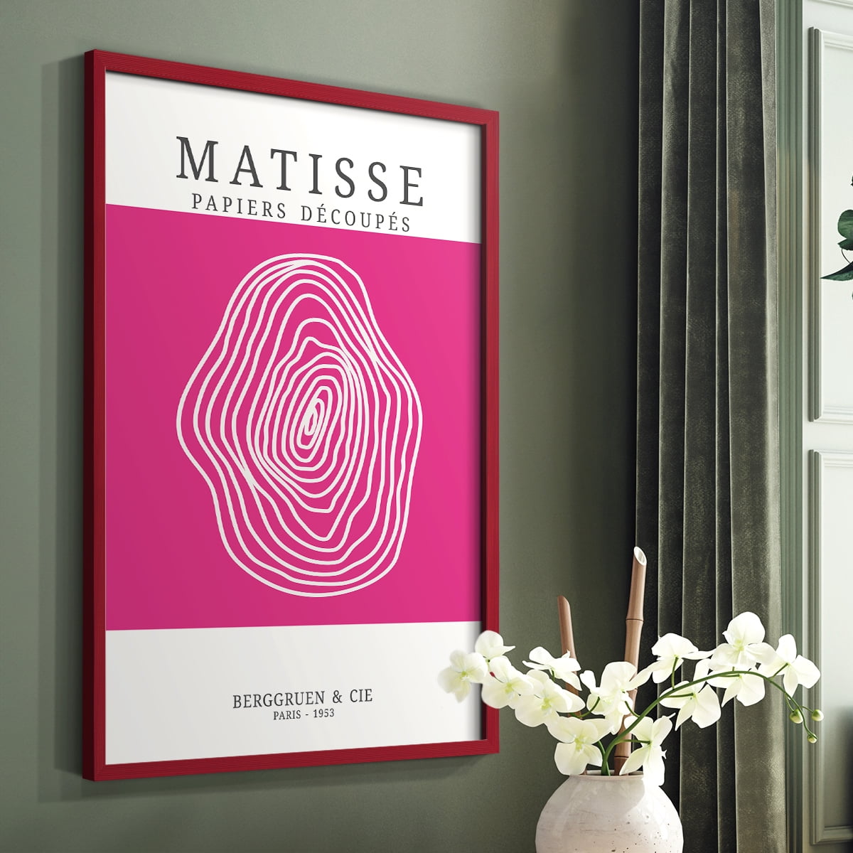 Matisse CDXXIII in Red Solid Wood Framed Print No Nail Hanging