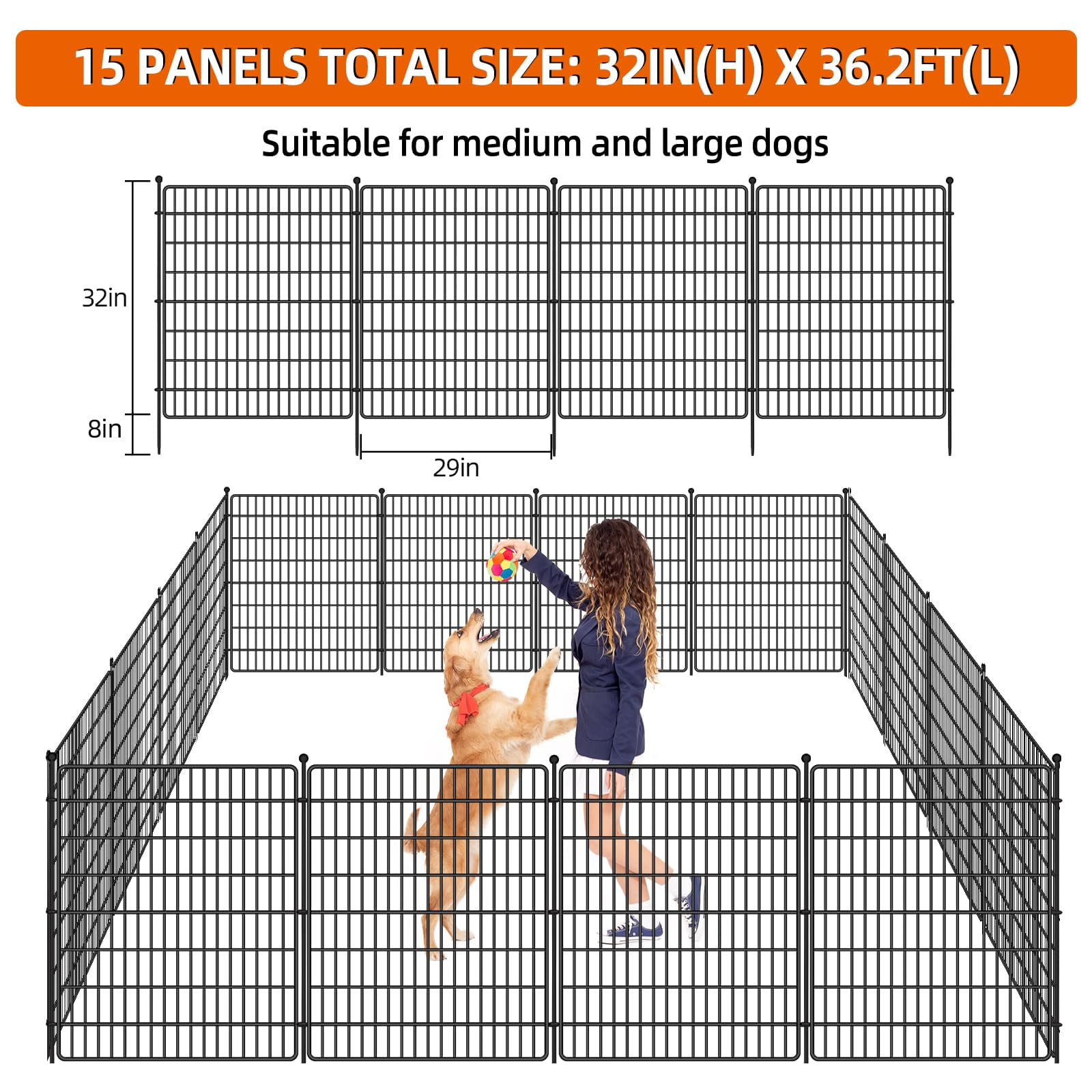 10 Panels Garden Fence,No Dig Decorative Outdoor Garden Fence for Yard,Animal Barriers Fencing Rustproof Metal Panel Border for Dog, Rabbits Patio Camping Temporary Ground Stakes