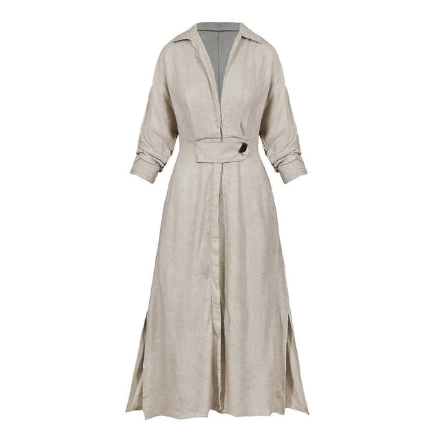Summer Woman Long Sleeve Dress Oversize V Neck Long Dress Suitable for Girl Lover Daughter