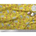 thumbnail image 2 of Soimoi Yellow Modal Satin Fabric Lion,Giraffe & Elephant Kids Printed Fabric 1 Yard 42 Inch Wide, 2 of 3