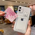 thumbnail image 2 of for iPhone 13 Pro Case,Cute Kawaii Cartoon Bunny Bear Clear Credit Card Slot Holder Wallet Transparent Corner Protection Soft Shockproof Cover Phone Case (Bunny), 2 of 7