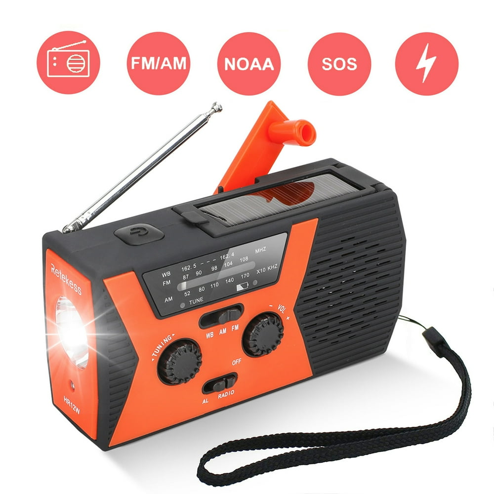 Emergency NOAA Weather Crank Solar Powered Portable Radio with 2000mAh
