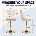 thumbnail image 3 of Beige Velvet Swivel Bar Stools Set of 4 with Upholstered Back, Adjustable Counter Height Barstools, Bar Chairs for Home Bar Kitchen Island Pub Restaurant (4 Pcs, Beige), 3 of 10