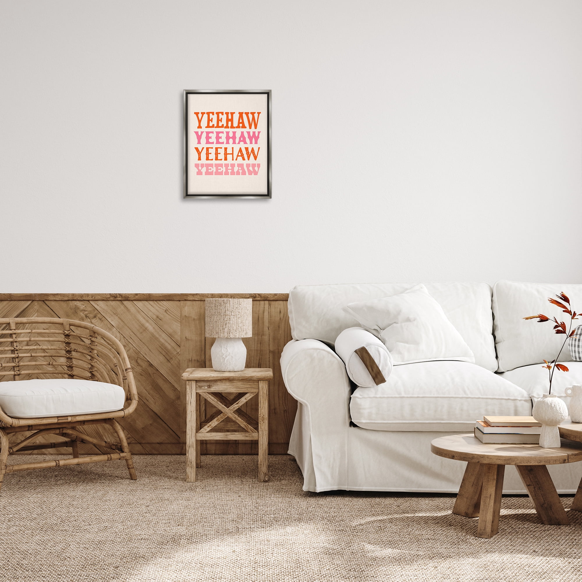 Stupell Industries Yeehaw Country Typography Typography Painting Gray Floater Framed Canvas Art Print Wall Art, 17 x 21