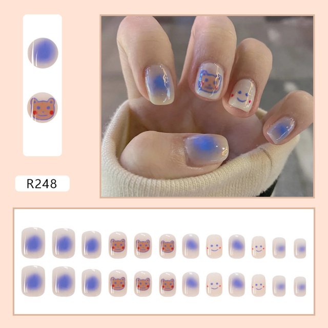 (Regalo) Uñas Postizas Acrílicas Estilo Francés Blanco Rosa 24 Piezas Gao Jinjia unisex