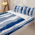 thumbnail image 3 of Erosebridal Brush Stripe Zipper Twin Comforter Sets with Fitted Sheet and 2 Pillowcases,Navy Graffiti Modern Zipper Bedding Set For Girls,Reversible,4-Piece, 3 of 7