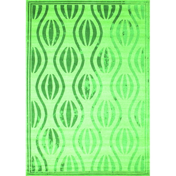 Ahgly Company Indoor Rectangle Solid Green Modern Area Rugs, 2' x 5'