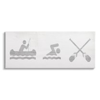 Canoe Swimming Lake Sign Typography Graphic Art Gallery Wrapped Canvas Print Wall Art