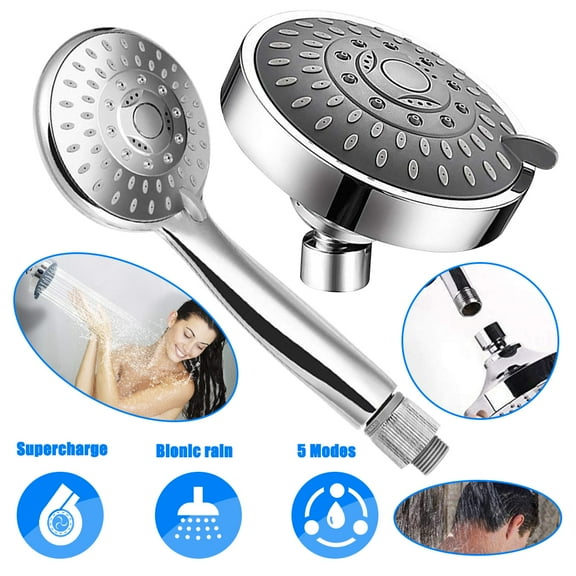 POINTERTECK Shower Head - High Pressure Rain - Luxury Modern Chrome Look - The Perfect Adjustable Replacement for Your Bathroom Shower Heads - with Anti-Clogging Silicone Nozzles