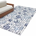 thumbnail image 2 of Summer Ocean Washable Area Rugs 4'x6', Blue Retro Conch Starfish Shell Low Pile Throw Living Room Rug Non-Slip Sturdy Edge Binding Carpet for Indoor Entryway Bedside Kitchen, 2 of 9