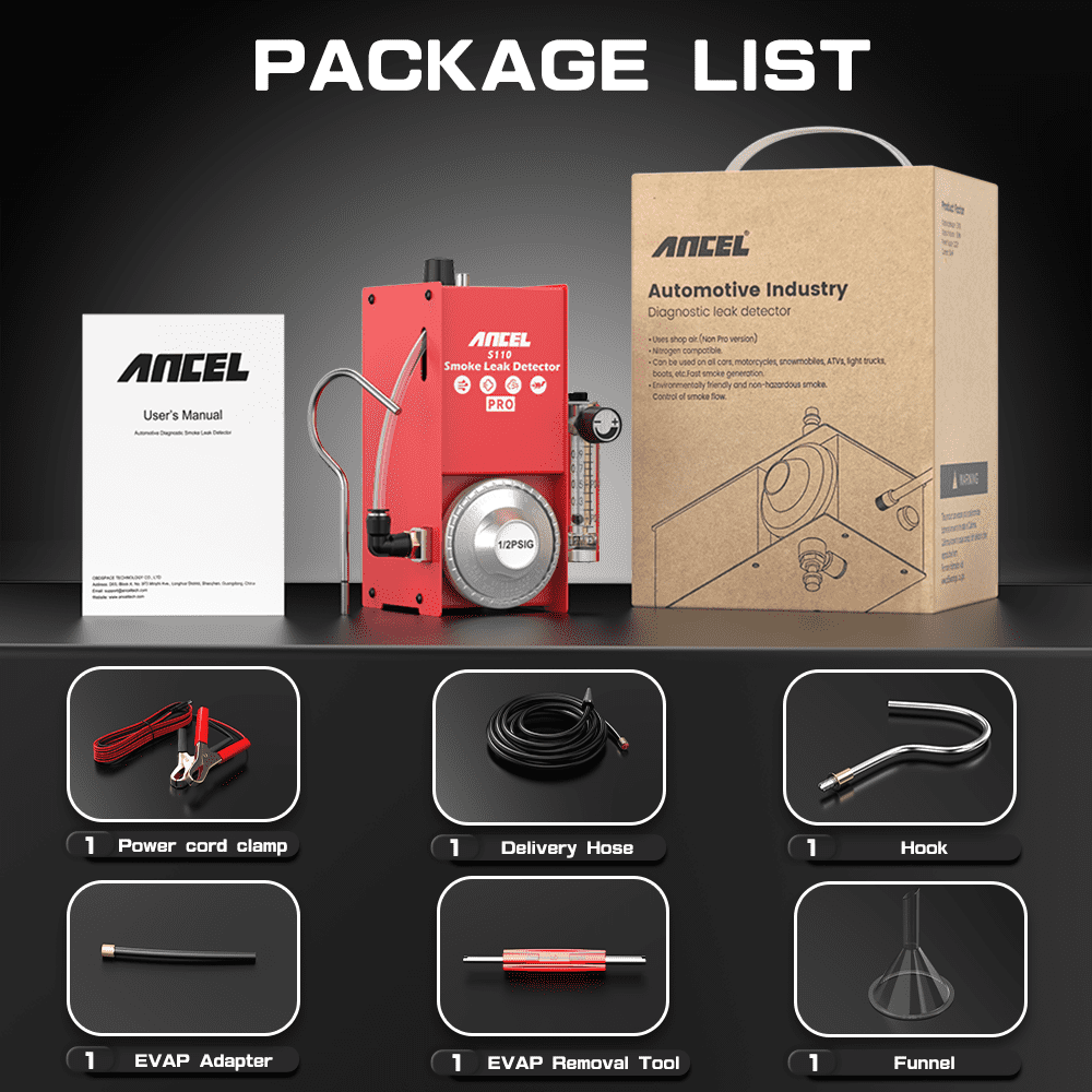 ANCEL EVAP Smoke Machine Car Leak Dector Vacuum Pipe Leak Diagnostic, Car Fuel Pressure Gauge Tester, Smoke Machine for Automotive Truck