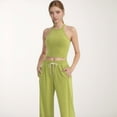 thumbnail image 3 of Women's High Neck Cropped Tank Top with Racer Style Straps and Seamless Fit for Active and Casual Wear - X Large, Green, 3 of 7