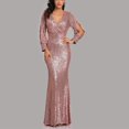 thumbnail image 1 of FcBaudy Robe à Manches Longues Col en V, Robes d'Été pour Femmes, Robes Femmes Mode Unie Robe à Sequins Col en V Manches Longues Robes de Soirée Robes Longues Femmes, 1 of 8