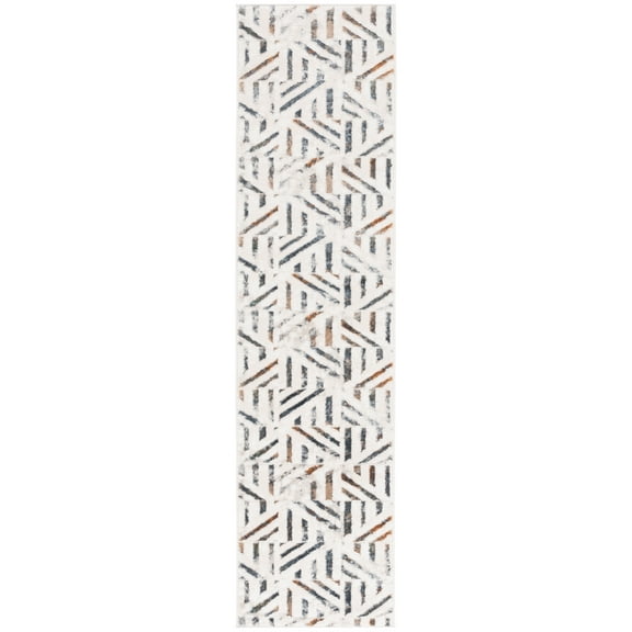 SAFAVIEH Alenia Courtney Geometric Runner Rug, Ivory/Grey, 2' x 8'