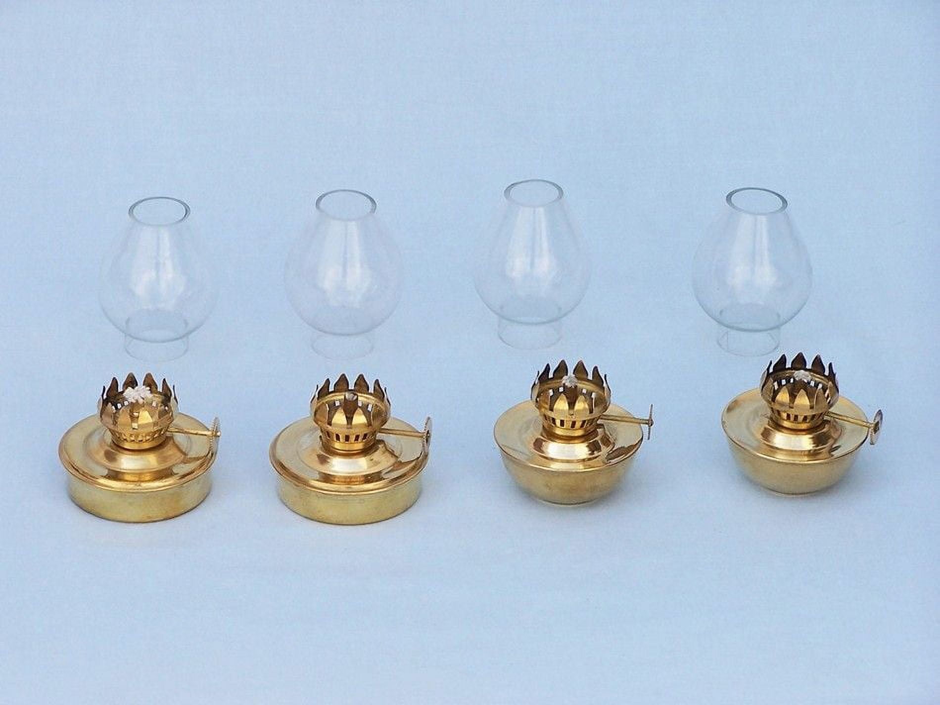 Handcrafted Model Ships NL-1141 Solid Brass Table Oil Lamp 5 in. - Set of 4 Decorative Accent