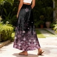 thumbnail image 5 of LWavelet Women Leaf Print Maxi Skirt Elastic Waist With Pockets Boho Long Skirt Dark Purple S, 5 of 5
