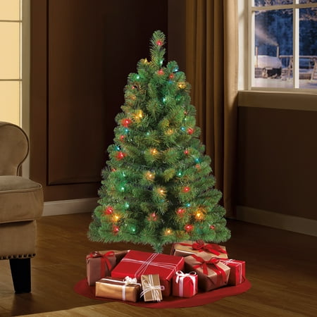 Holiday Time Pre-Lit 3' Winston Pine Artificial Christmas Tree, Multi ...