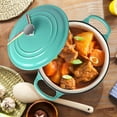 thumbnail image 2 of 4.2Qt Cast Iron Covered Dutch Oven W/ Stainless Steel Knob and Loop Handles, Green, 2 of 9